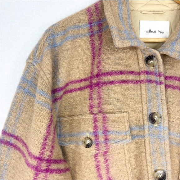 Aritzia Wilfred Free Wool Blend Plaid Pattern Boxy Autumn Shirt Shacket XL - Picture 3 of 10